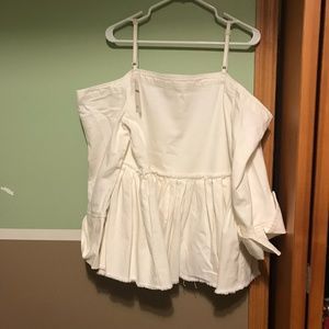 ASOS Tops - Asos White Denim off the shoulder pleated top NWT ASOS Tops - Asos White Denim off the shoulder pleated top NWT